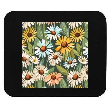 Discover Daisy flower pattern watercolor poster Mouse Pads