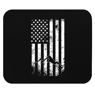 Discover Mountain american flag Mouse Pads