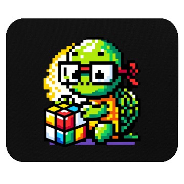 Discover Rubik's Cube & Pixel Turtle - A Brainy Challenge Mouse Pads
