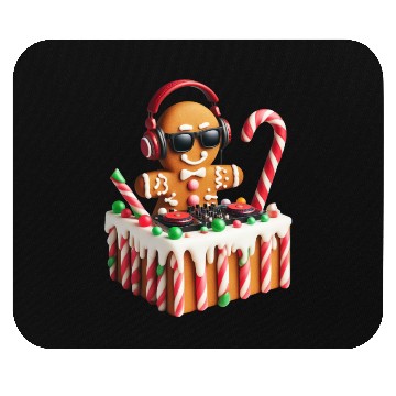 Discover Gingerbread DJ Booth Christmas Holiday Candy Cane Mouse Pads