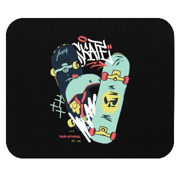 Discover Black Light Green Modern Illustrated Skateboard Mouse Pads