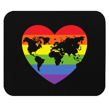 Discover Rainbow Hearts World Map Mouse Pads