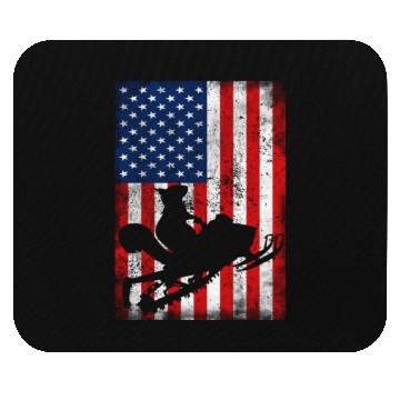 Discover Cute Squirrel Snowmobile USA Flag Snowmobiling Mouse Pads