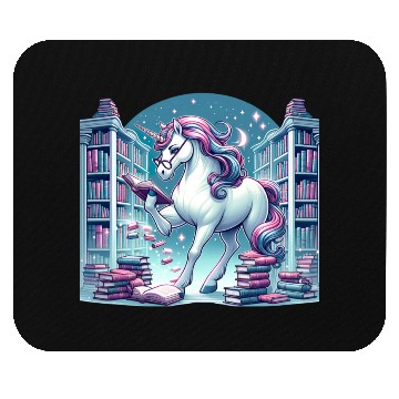 Discover Unicorn Librarian in Enchanted Library Mouse Pads