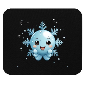 Discover A cute kawaii style snowflake with a smiling face Mouse Pads