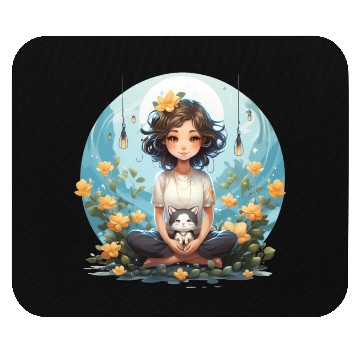 Discover A cute kawaii style yoga pose with a smiling face Mouse Pads