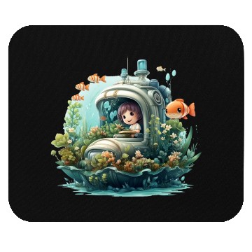 Discover A delightful kawaii book submarine exploring Mouse Pads