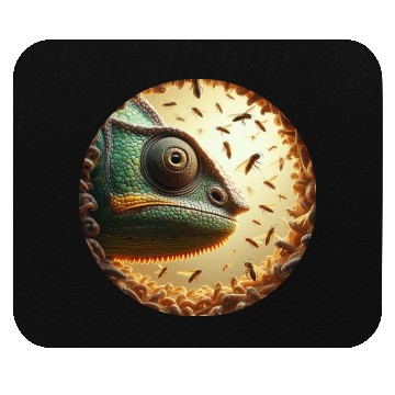 Discover Chameleon head surrounded by bees Mouse Pads