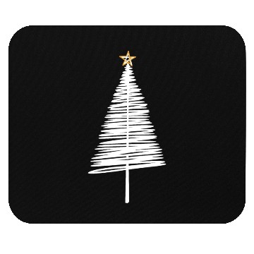 Discover White Christmas Tree Brushstroke with Golden Star Mouse Pads