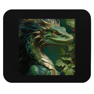 Discover green dragon Mouse Pads