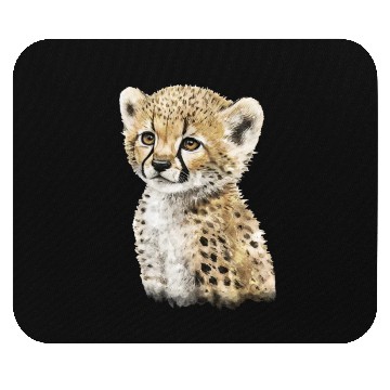 Discover Cute Baby Cheetah Watercolor Painting Portrait Mouse Pads