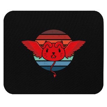 Discover Cute Devil Cat Retro Mouse Pads