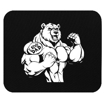 Discover Brown Bear Biceps Tattoo I Love Dad Mouse Pads