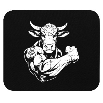Discover Cow Cattle Biceps Tattoo I Love Mom Mouse Pads