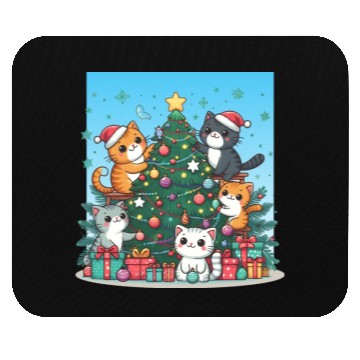 Discover Kittens decorate a Christmas tree Mouse Pads