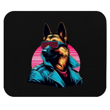 Discover Funny trendy german shepherd cyber retro portrait Mouse Pads