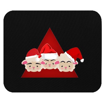 Discover Three Christmas sheeps and a Red triangle Mouse Pads