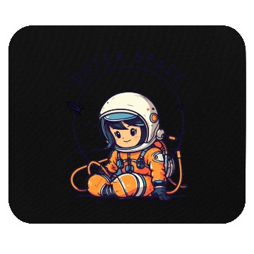 Discover Orange and Black Astronaut Illustrative Outer Spac Mouse Pads