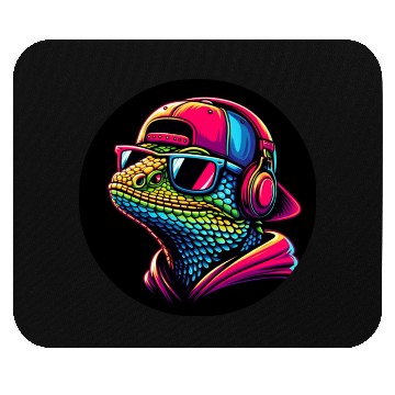 Discover Cool gecko lizard with dj headphones Mouse Pads