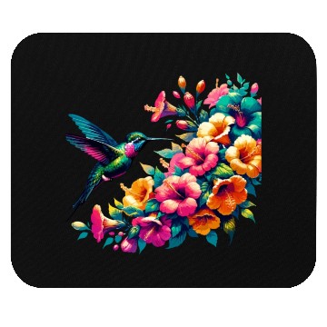 Discover Hummingbird and Hibiscus Blossom Art Mouse Pads