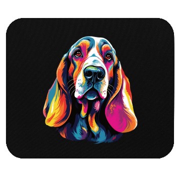 Discover Watercolor Colorful Basset Hound Mouse Pads