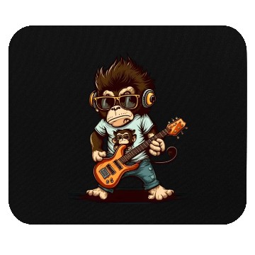 Discover Monkey Chimpanzee Playing Acousitc Rock Guitar Mouse Pads