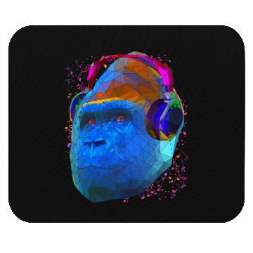 Discover Gorilla with headphones low poly pop art Mouse Pads