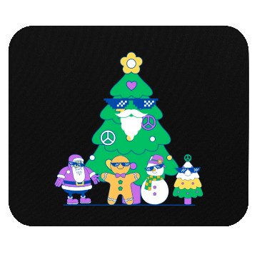 Discover Santa snowman tree funny Christmas day Mouse Pads