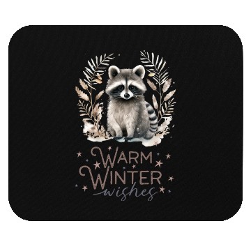 Discover Cute Racoon Warm Winter Wishes Mouse Pads