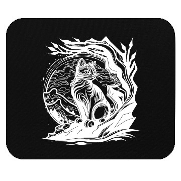 Discover Pretty Little Nature Cat In Tattoo Style Mouse Pads