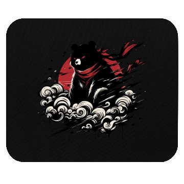 Discover Cool Ninja Panda Bear Japanese Retro Vintage Style Mouse Pads