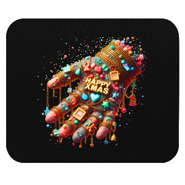 Discover Hand with HAPPY XMAS text Mouse Pads