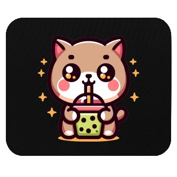 Discover Cat Bubble Tea Boba Kawaii Mouse Pads