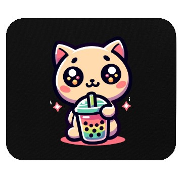 Discover Cat Bubble Tea Boba Kawaii Mouse Pads