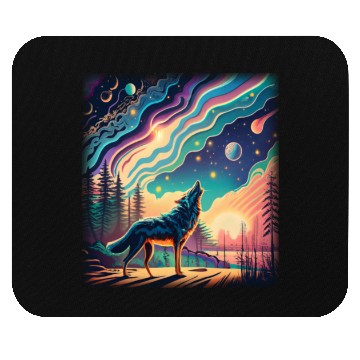Discover Majestic Wolf Howling At The Eclipse Mouse Pads