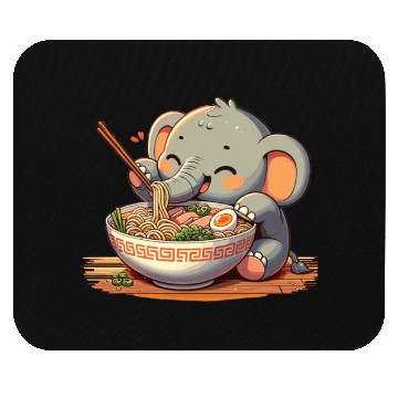 Discover Cute Elephant Eats Ramen Noodles Elephant Ramen Mouse Pads