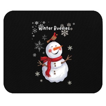 Discover Winter Buddies snowman and bird Mouse Pads