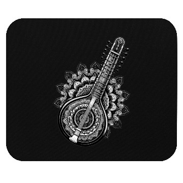 Discover Sitar with complex Indian mandala pattern Mouse Pads