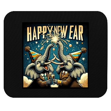 Discover New Year's Eve Elephant Cheers with Champagne Mouse Pads