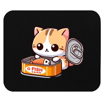 Discover Cat opens fish can Mouse Pads