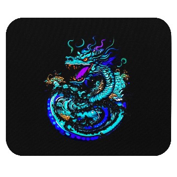 Discover a dragon riding a wave Mouse Pads