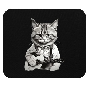 Discover Cat playing guitar - Rock cat Mouse Pads