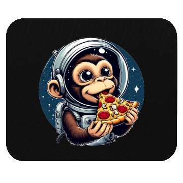 Discover Space monkey enjoys pizza Mouse Pads