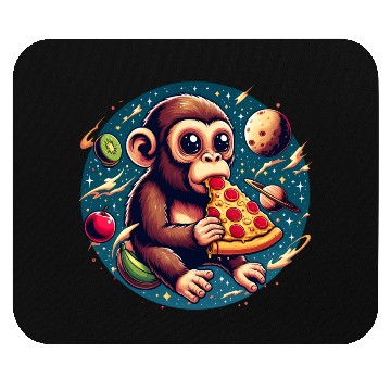 Discover Space monkey enjoys pizza Mouse Pads
