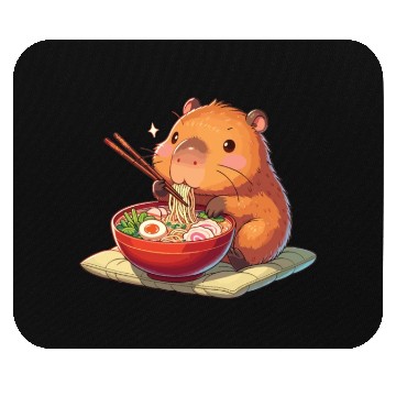 Discover Cute Capybara Eats Ramen Noodles Capybara Ramen Mouse Pads