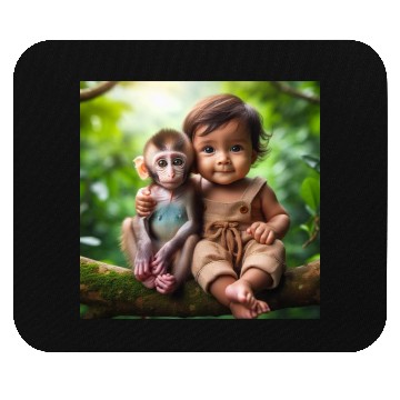 Discover Monkey & Baby Boy. Mouse Pads