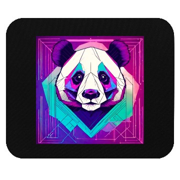 Discover Synthwave Neon Geo Panda Mouse Pads