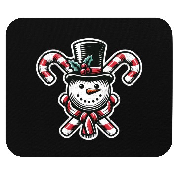Discover Candy Cane Cheer - snowman with Top Hat design Mouse Pads