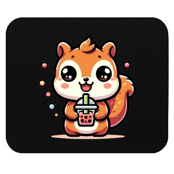 Discover Kawaii Squirrel Bubble Tea Cute Animal Squirrel Mouse Pads