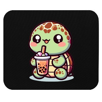Discover Kawaii Turtle Bubble Tea Lover Cute Sea Turtle Mouse Pads